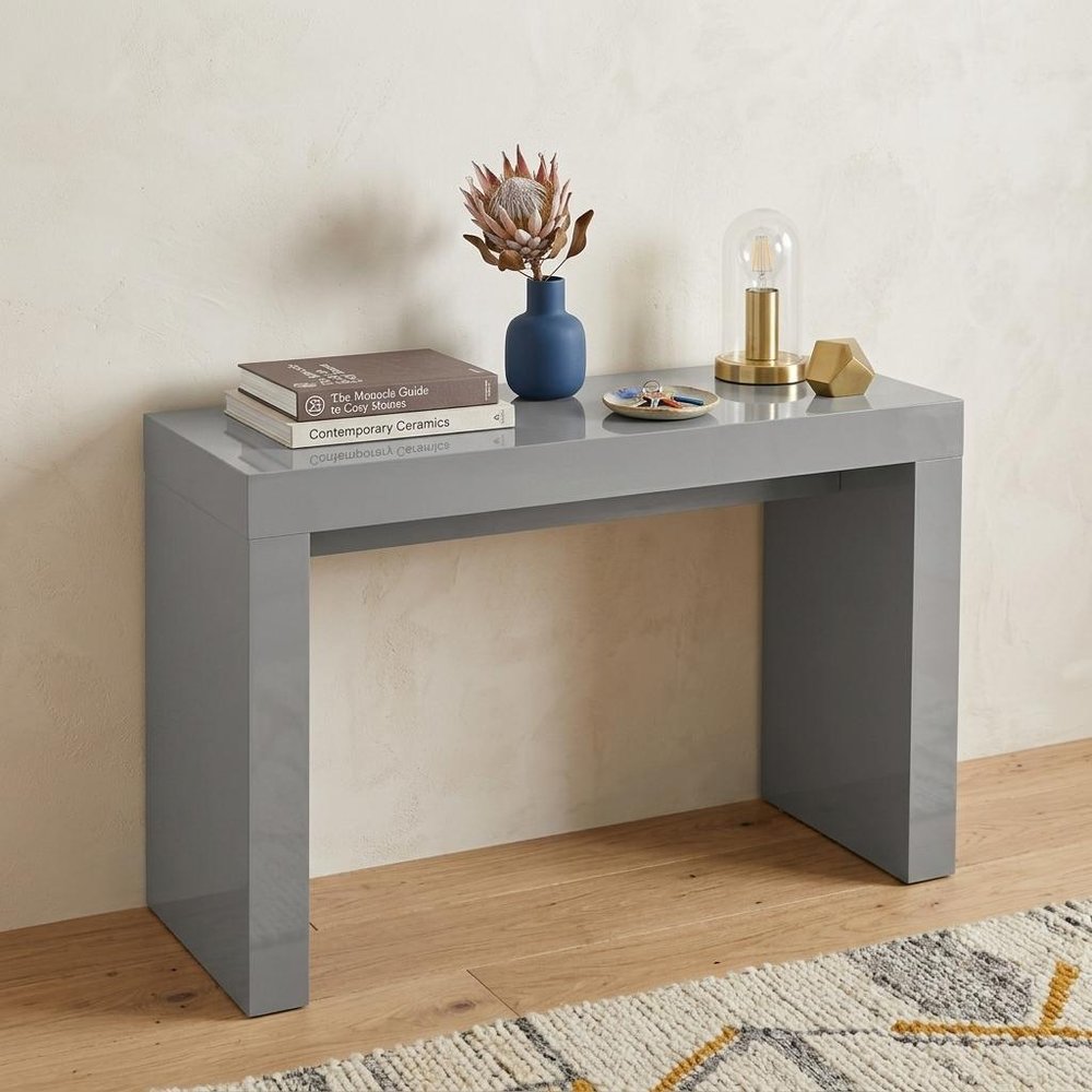 47" Gray Wood Block Console Table HomeRoots