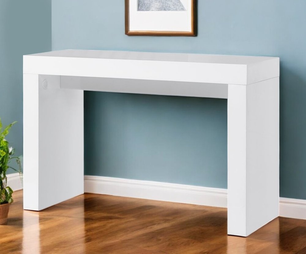 47" White Wood Block Console Table HomeRoots