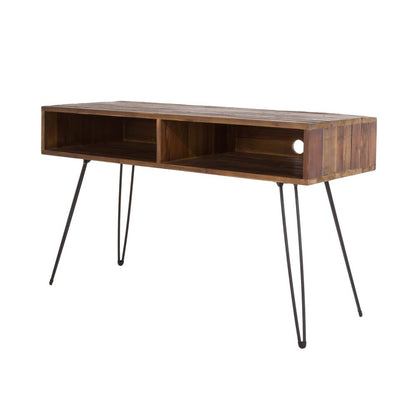 48" Black And Brown Metal And Reclaimed Wood Open Shelving TV Stand HomeRoots