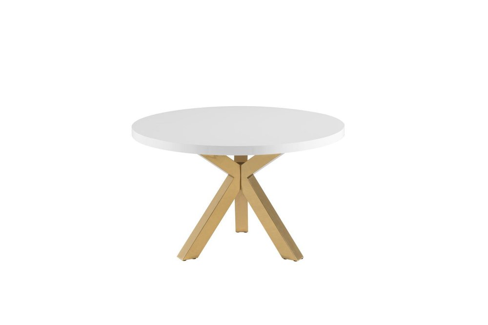 48" White and Gold Wood and Metal Cross Leg Base Round Top Dining Table HomeRoots