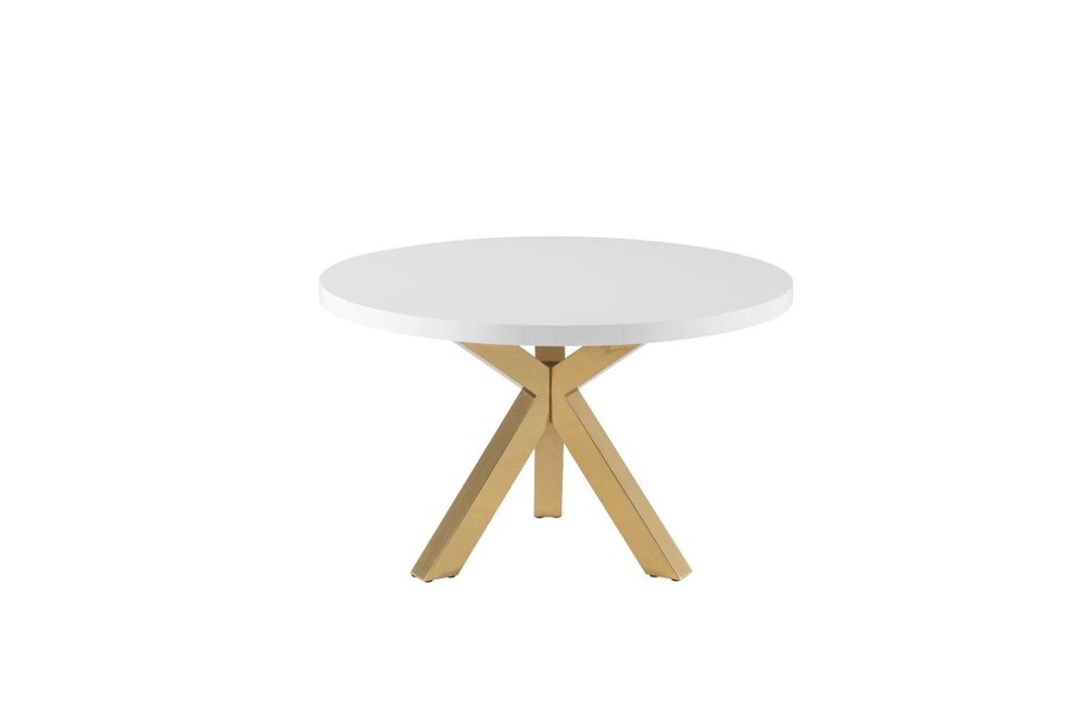 48" White and Gold Wood and Metal Cross Leg Base Round Top Dining Table HomeRoots