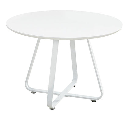 43" White Wood and Metal Sled Base Round Top Dining Table HomeRoots