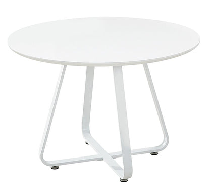 43" White Wood and Metal Sled Base Round Top Dining Table HomeRoots