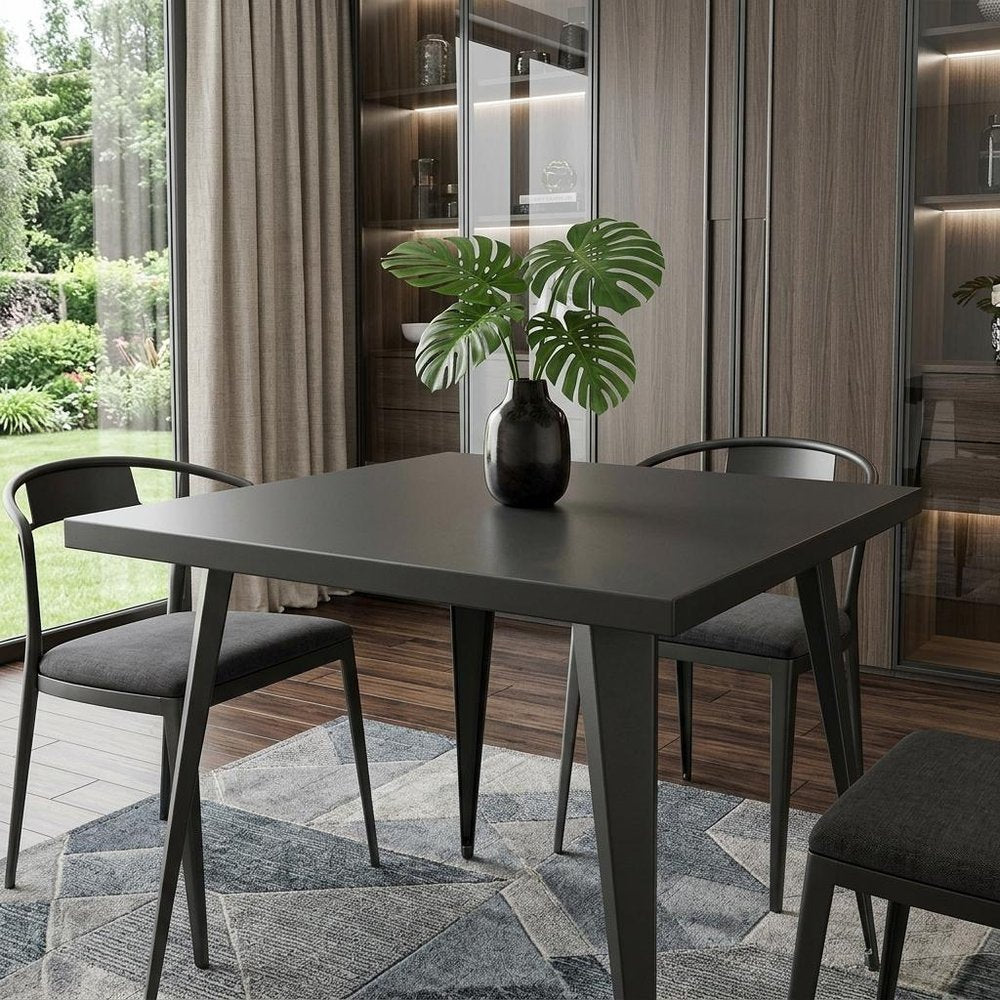 32" Gray Steel and Metal Square Dining Table HomeRoots
