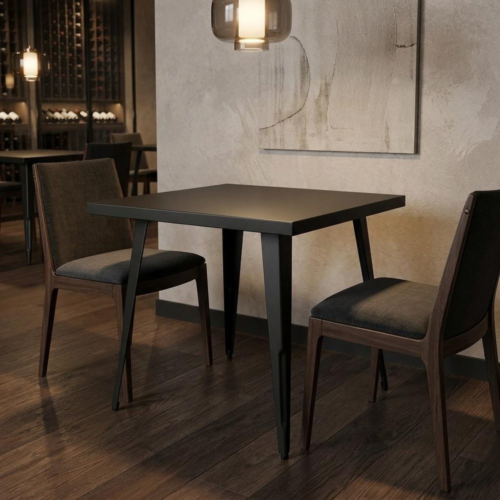 32" Gray Steel and Metal Square Dining Table HomeRoots