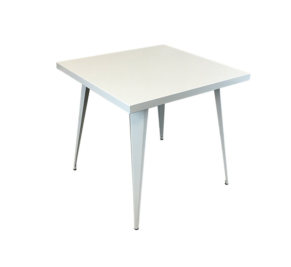 32" White Steel and Metal Square Dining Table HomeRoots