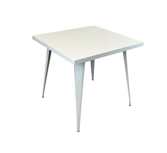32" White Steel and Metal Square Dining Table HomeRoots