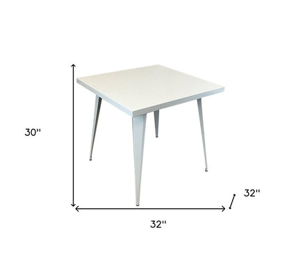 32" White Steel and Metal Square Dining Table HomeRoots