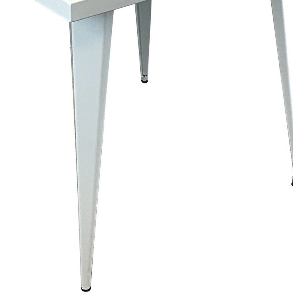 32" White Steel and Metal Square Dining Table HomeRoots