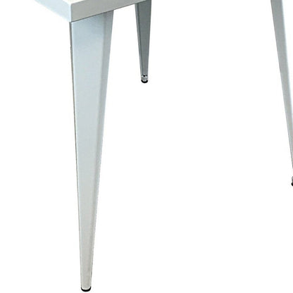 32" White Steel and Metal Square Dining Table HomeRoots