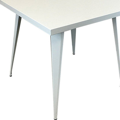 32" White Steel and Metal Square Dining Table HomeRoots