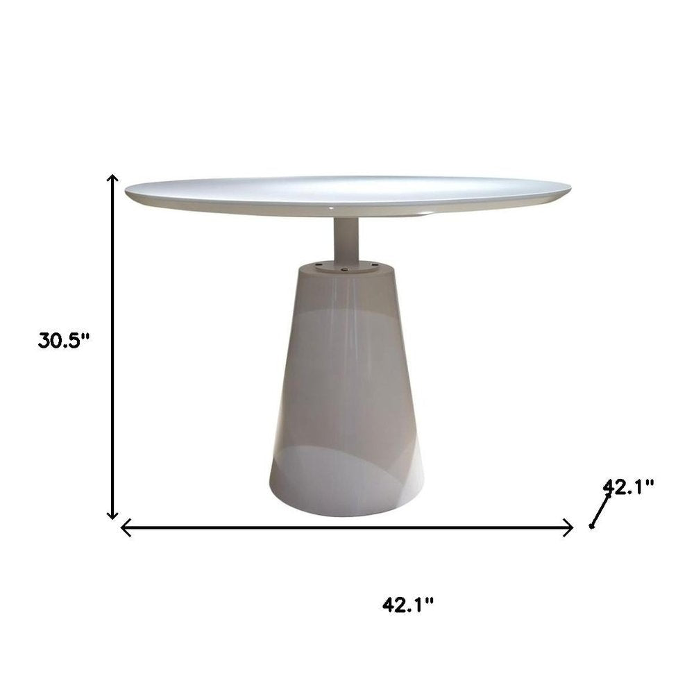 42" White Wood and Metal Pedestal Base Round Top Dining Table HomeRoots