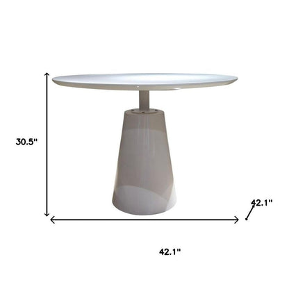 42" White Wood and Metal Pedestal Base Round Top Dining Table HomeRoots
