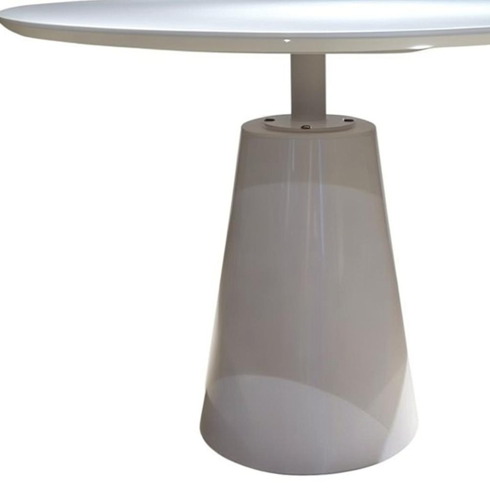 42" White Wood and Metal Pedestal Base Round Top Dining Table HomeRoots