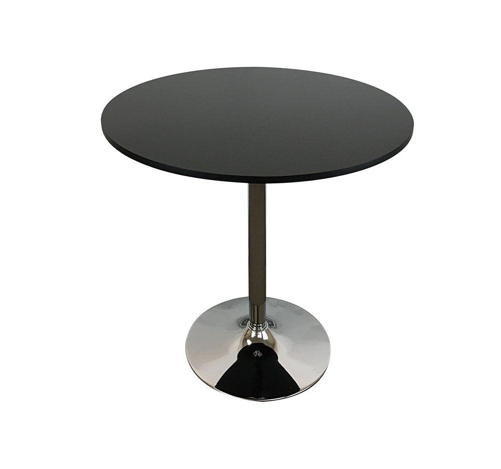 36" Black and Silver Wood and Metal Pedestal Base Round Top Dining Table HomeRoots