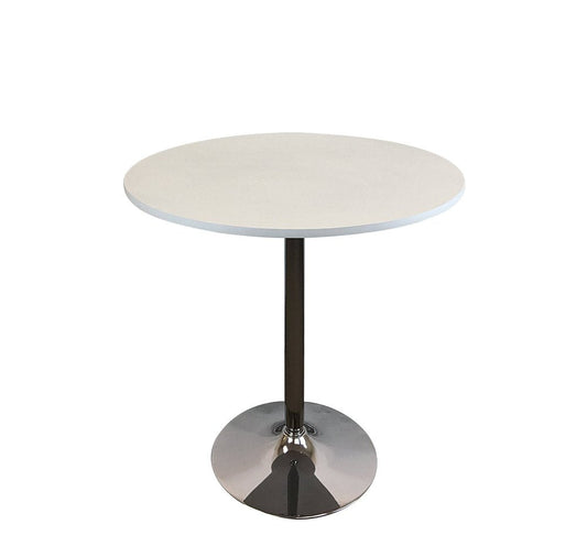 36" White and Silver Wood and Metal Pedestal Base Round Top Dining Table HomeRoots