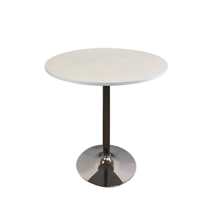 36" White and Silver Wood and Metal Pedestal Base Round Top Dining Table HomeRoots
