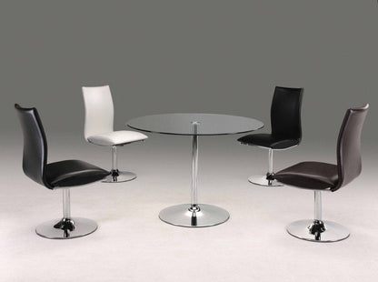 42" Clear and Silver Glass and Metal Pedestal Base Round Top Dining Table HomeRoots