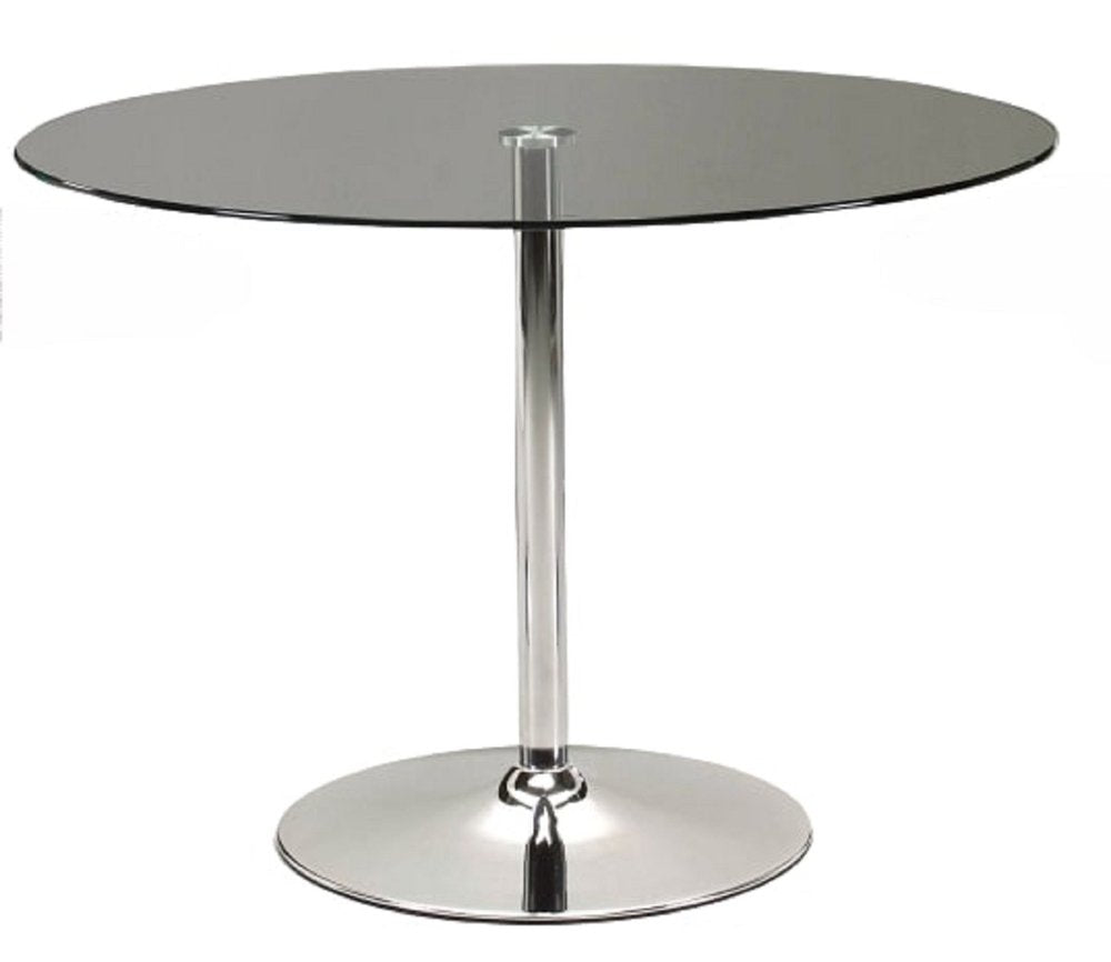 42" Clear and Silver Glass and Metal Pedestal Base Round Top Dining Table HomeRoots