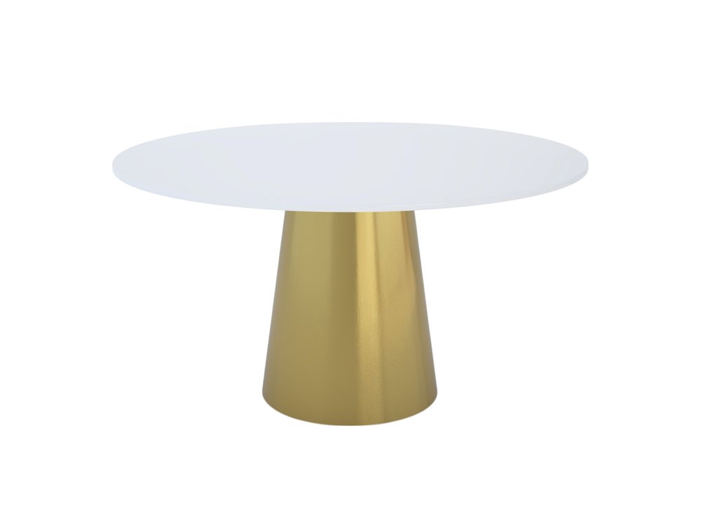 54" Gray White and Gold Marble and Metal Pedestal Base Round Top Dining Table HomeRoots