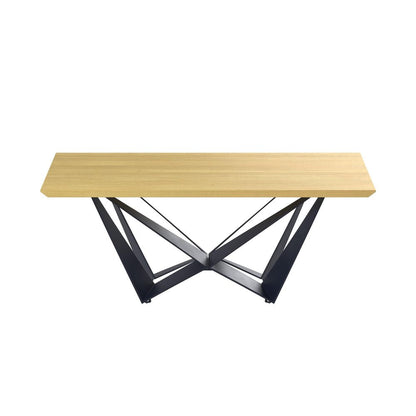 79" Natural and Black Wood and Metal Trestle Base Dining Table HomeRoots