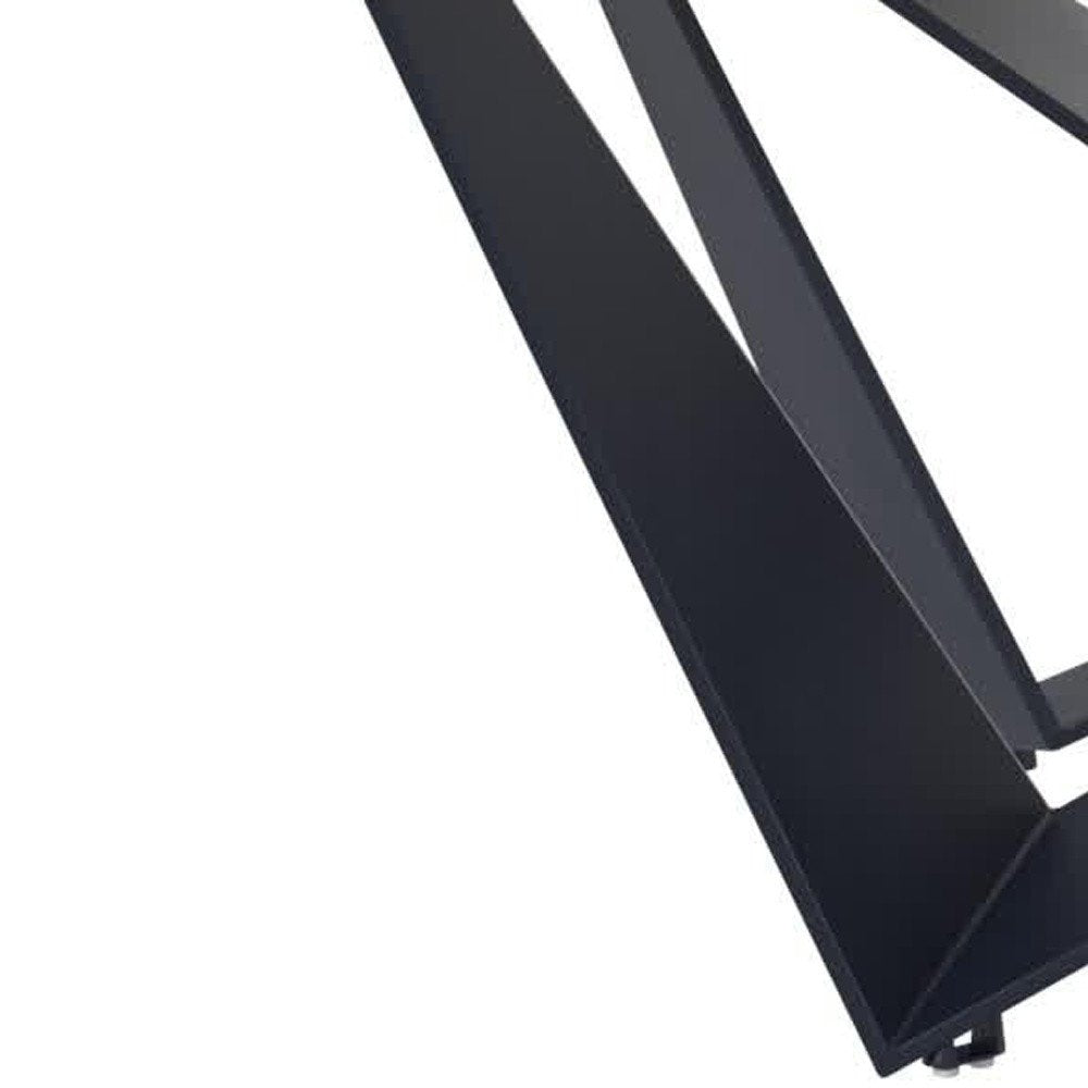 79" Natural and Black Wood and Metal Trestle Base Dining Table HomeRoots
