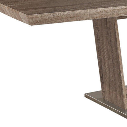 71" Gray Wood and Metal Self-Storing Leaf Pedestal Base Extendable Dining Table HomeRoots