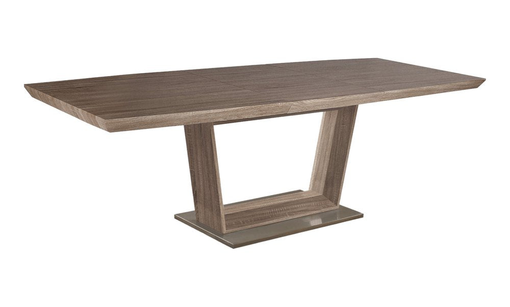 71" Gray Wood and Metal Self-Storing Leaf Pedestal Base Extendable Dining Table HomeRoots