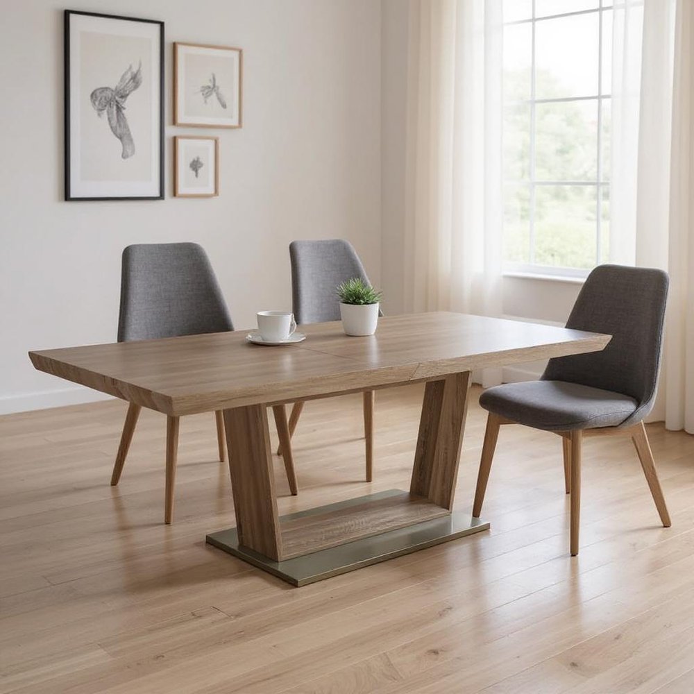 71" Gray Wood and Metal Self-Storing Leaf Pedestal Base Extendable Dining Table HomeRoots