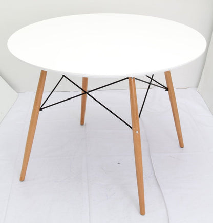 36" White and Natural Wood Round Top Dining Table HomeRoots