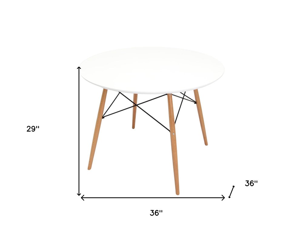 36" White and Natural Wood Round Top Dining Table HomeRoots