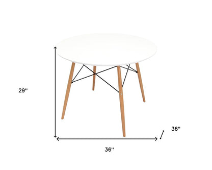36" White and Natural Wood Round Top Dining Table HomeRoots
