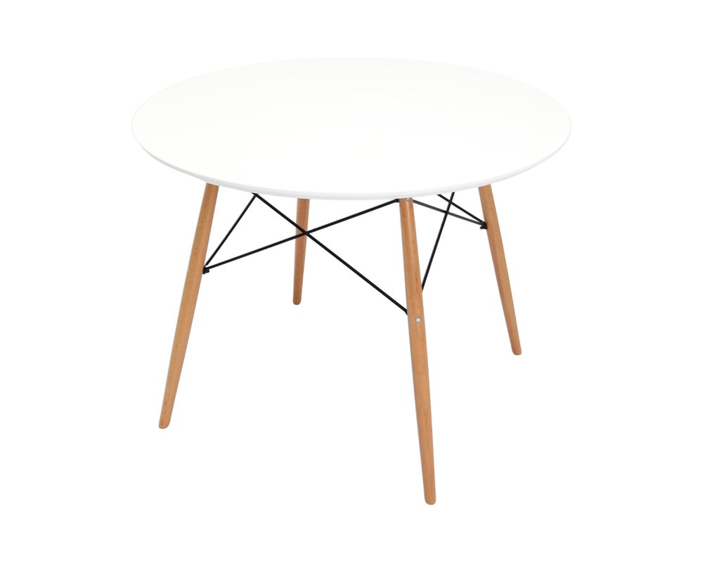 36" White and Natural Wood Round Top Dining Table HomeRoots