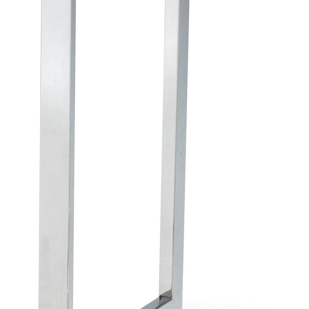59" White and Silver Wood and Metal Pedestal Base Square Dining Table HomeRoots