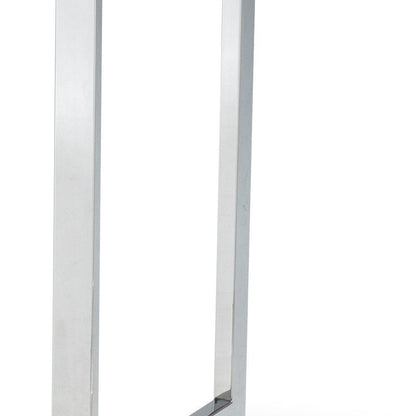 59" White and Silver Wood and Metal Pedestal Base Square Dining Table HomeRoots