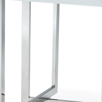 59" White and Silver Wood and Metal Pedestal Base Square Dining Table HomeRoots
