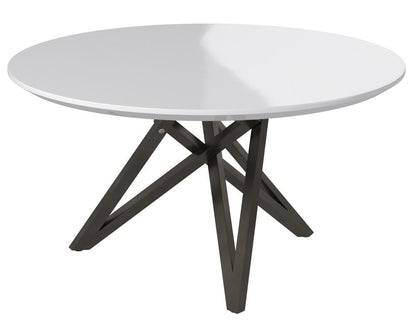47" White and Gray Wood and Stainless Steel Cross Leg Base Round Top Dining Table HomeRoots