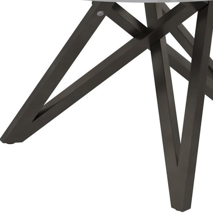 47" White and Gray Wood and Stainless Steel Cross Leg Base Round Top Dining Table HomeRoots