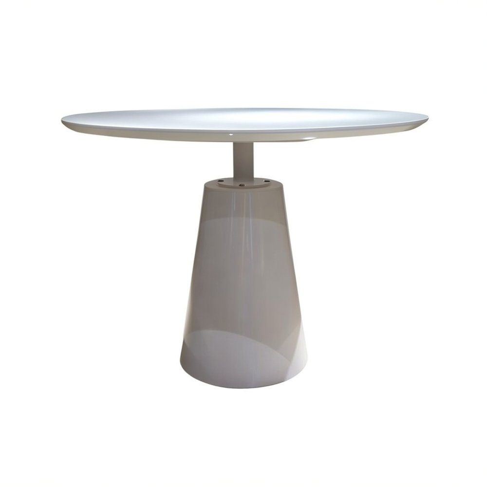36" White Wood and Metal Pedestal Base Round Top Dining Table HomeRoots