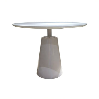 36" White Wood and Metal Pedestal Base Round Top Dining Table HomeRoots