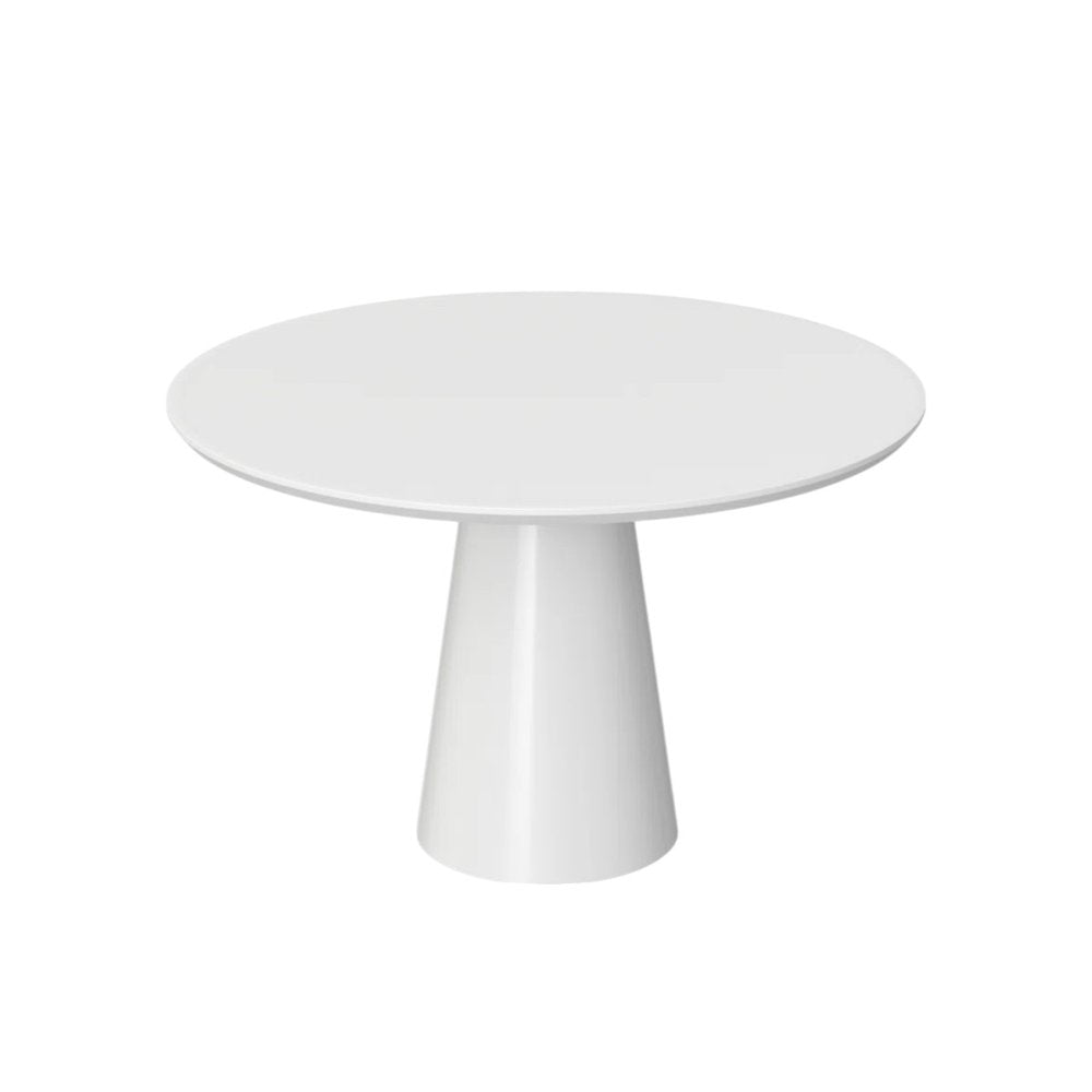 36" White Wood and Metal Pedestal Base Round Top Dining Table HomeRoots