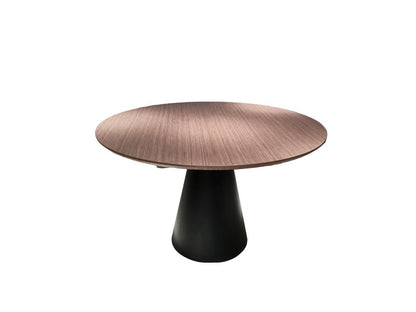 48" Brown and Black Wood and Metal Pedestal Base Round Top Dining Table HomeRoots