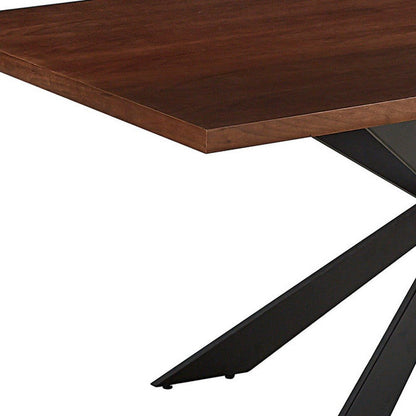 81" Brown and Black Wood and Metal Cross Leg Base Dining Table HomeRoots