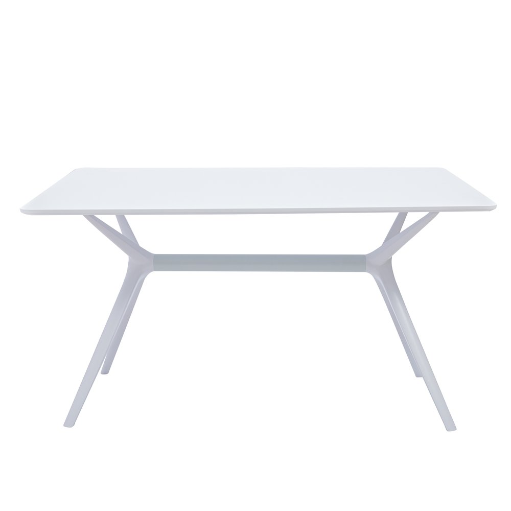 47" White Wood and Heavy Duty Plastic Trestle Base Dining Table — view 1