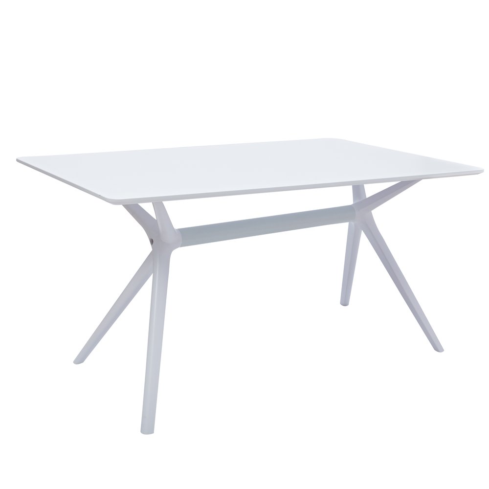 47" White Wood and Heavy Duty Plastic Trestle Base Dining Table — view 2