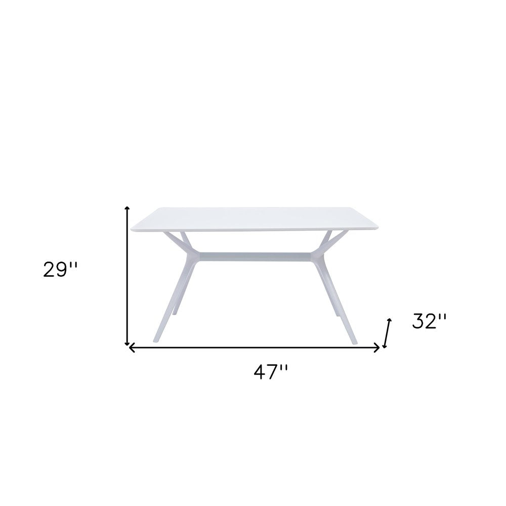 47" White Wood and Heavy Duty Plastic Trestle Base Dining Table — view 3