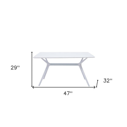 47" White Wood and Heavy Duty Plastic Trestle Base Dining Table