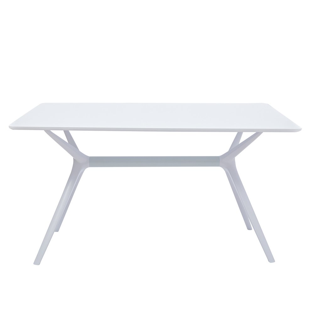 47" White Wood and Heavy Duty Plastic Trestle Base Dining Table — view 4