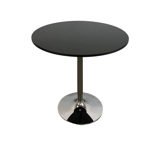 36" Black and Silver Wood and Metal Pedestal Base Round Top Dining Table HomeRoots