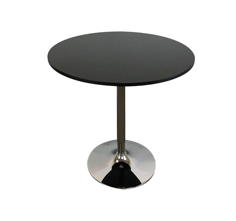 36" Black and Silver Wood and Metal Pedestal Base Round Top Dining Table HomeRoots